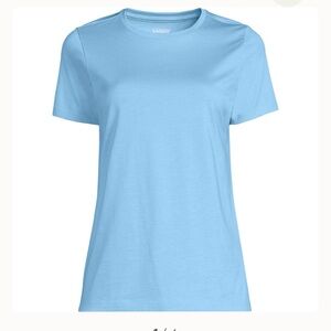 NWT Lands' End Sea Breeze Blue Relaxed Fit Supima Crew Tee